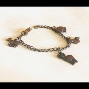 Funky Old Vintage Copper Animal Charm Bracelet